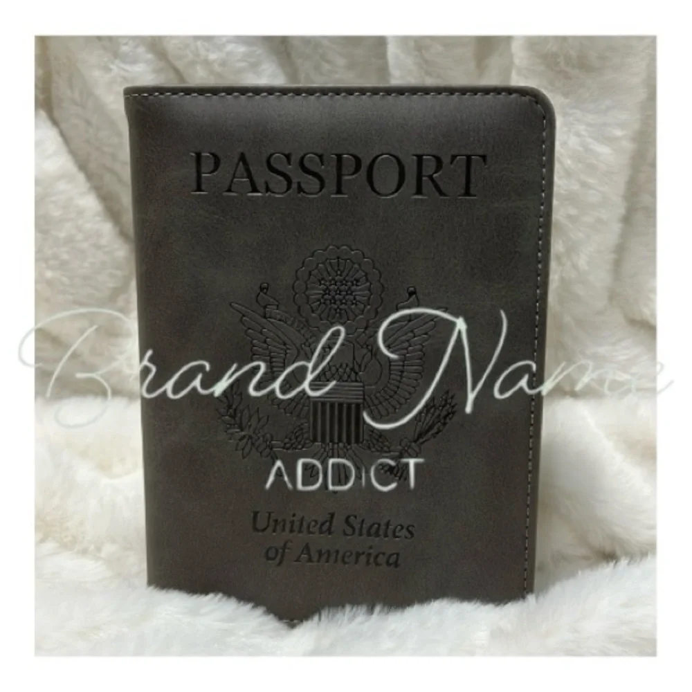 Gray Basic Faux Leather USA Passport Wallet - Picture 1 of 3